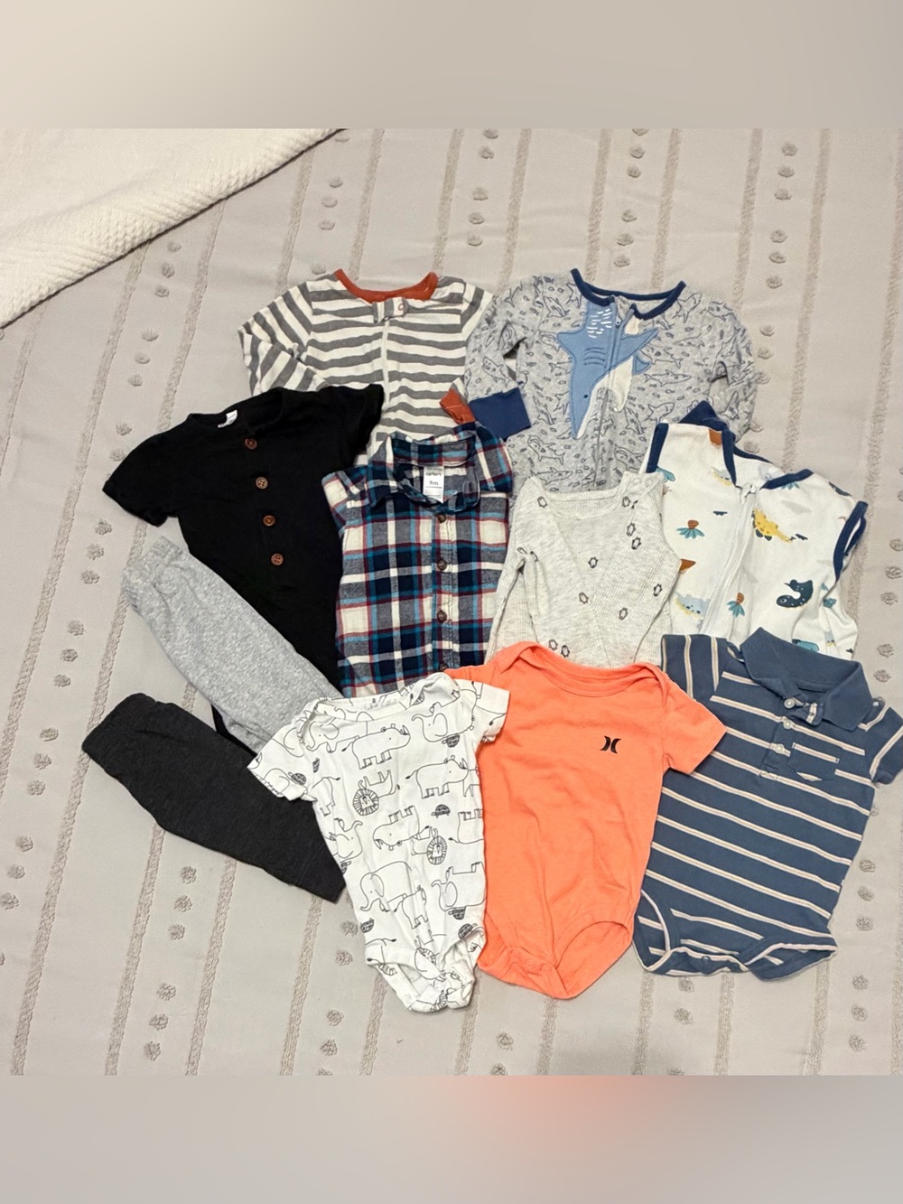 Hurley Orange Baby Bodysuit with Mixed Baby Clothing Set
